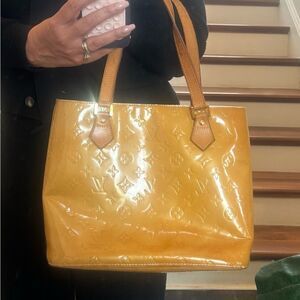 Louis Vuitton Yellow Monogram Vernis Tote Bag